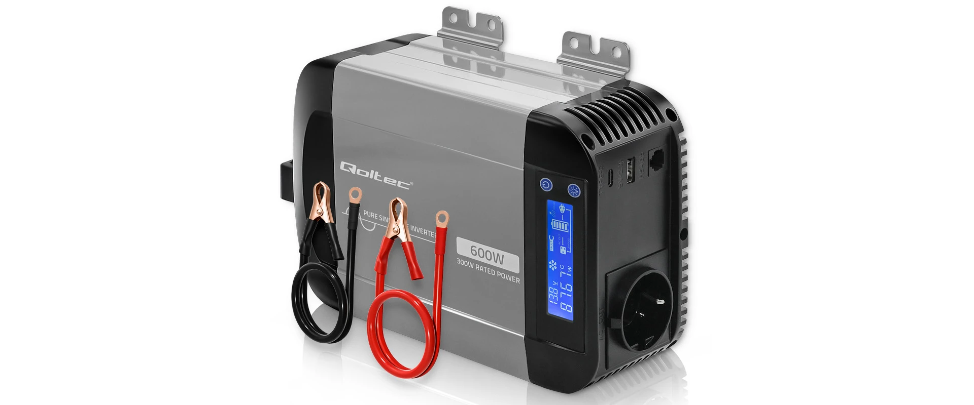 Qoltec Pure Sine Wave | 12V na 230V | 300/600W aprašymas - Prekės nuotrauka