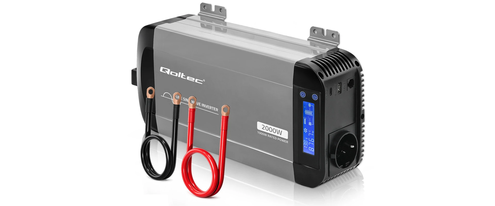 Qoltec Pure Sine Wave | 12V na 230V | 1000/2000W aprašymas - Prekės nuotrauka