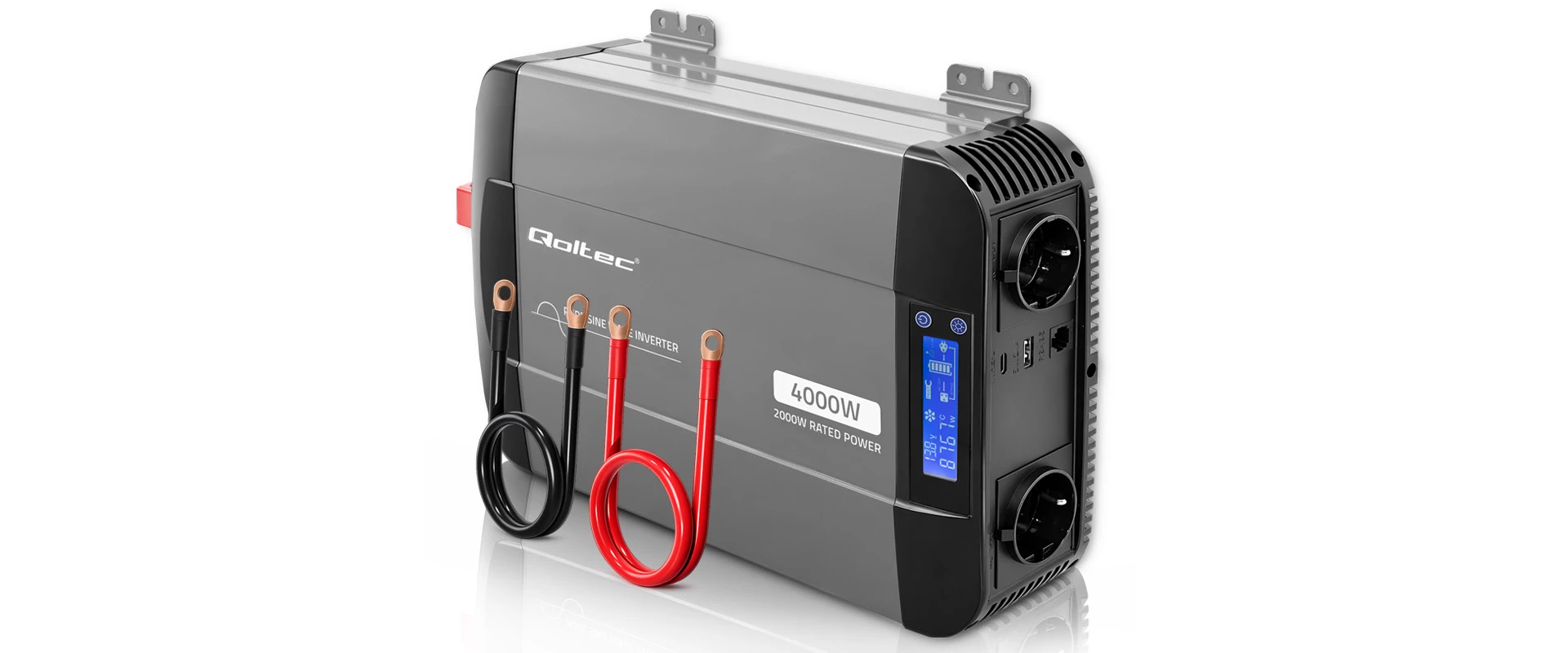 Qoltec Pure Sine Wave | 12V na 230V | 2000/4000W aprašymas - Prekės nuotrauka