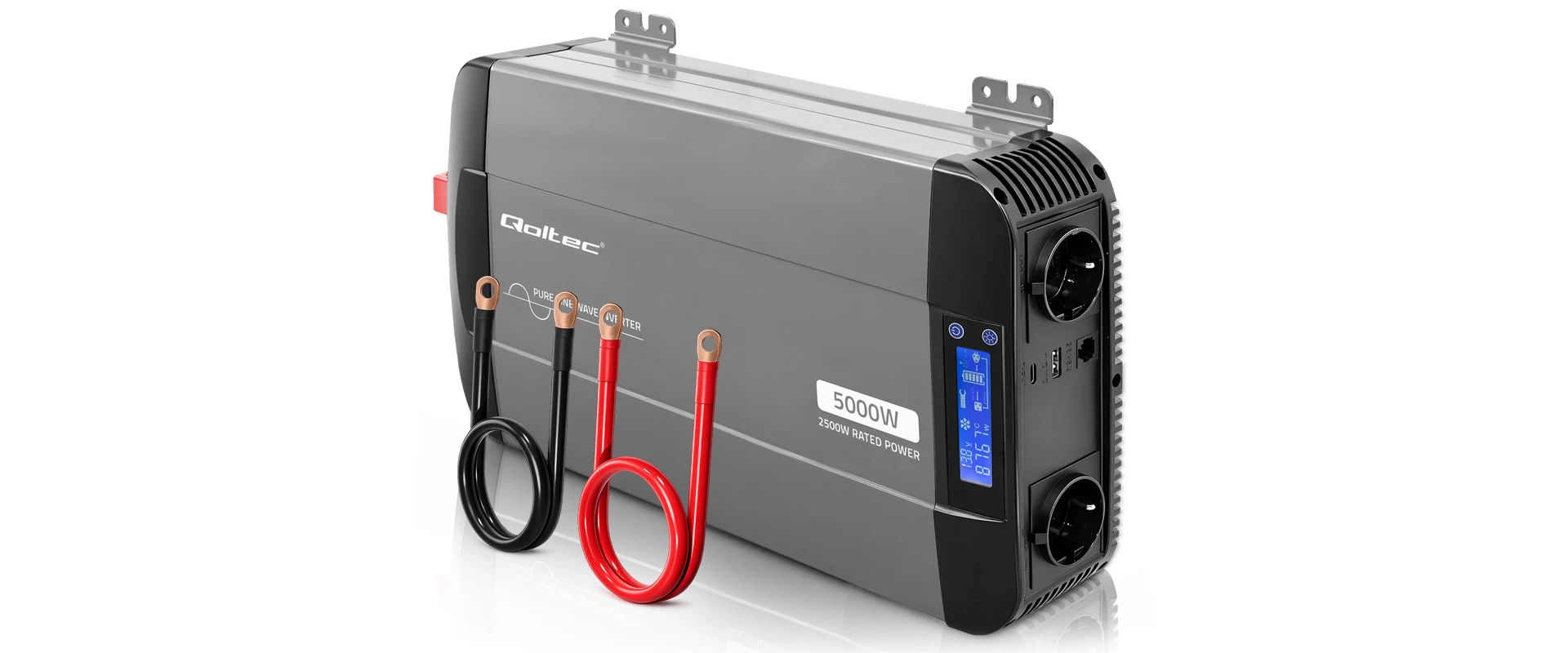 Qoltec Pure Sine Wave | 12V na 230V | 2500/5000W aprašymas - Prekės nuotrauka