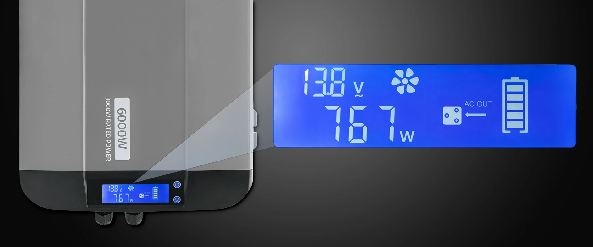 Qoltec Pure Sine Wave | 12V na 230V | 3000/6000W aprašymas - Prekės nuotrauka