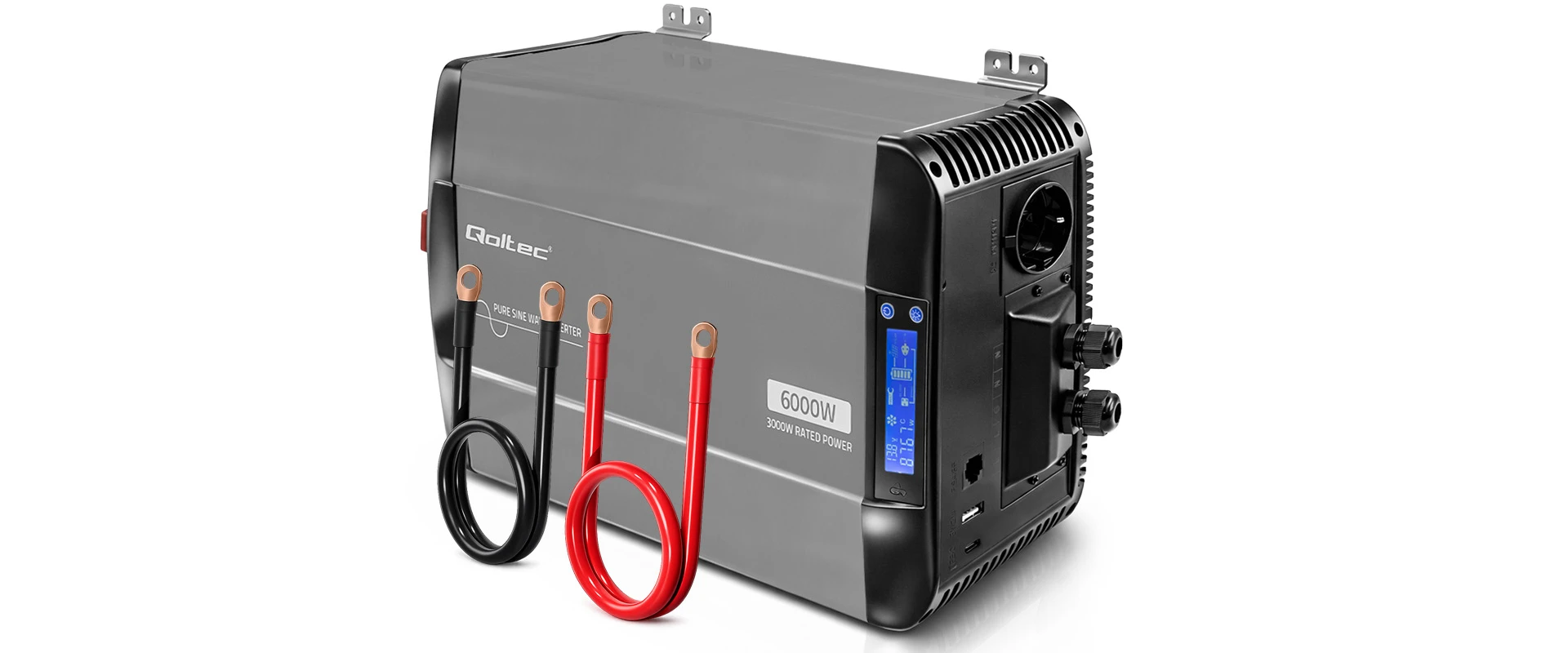 Qoltec Pure Sine Wave | 12V na 230V | 3000/6000W aprašymas - Prekės nuotrauka