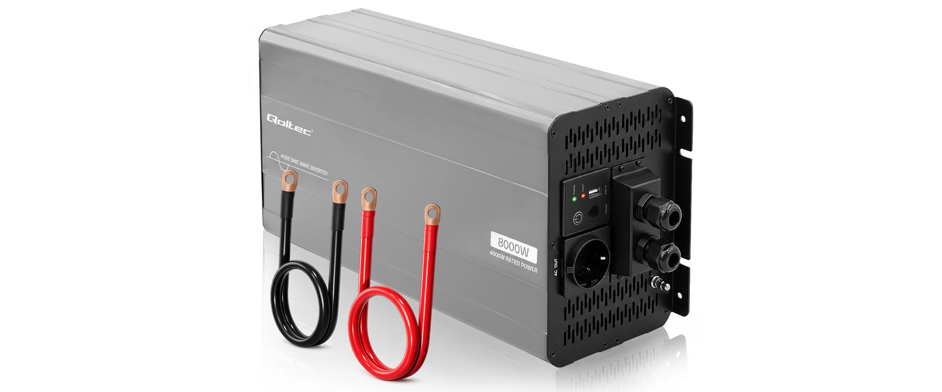 Qoltec Pure Sine Wave | 12V na 230V | 4000/8000W aprašymas - Prekės nuotrauka