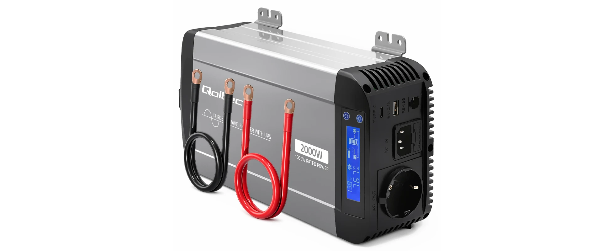 Qoltec Pure Sine Wave | 12V na 230V | 1000/2000W aprašymas - Prekės nuotrauka