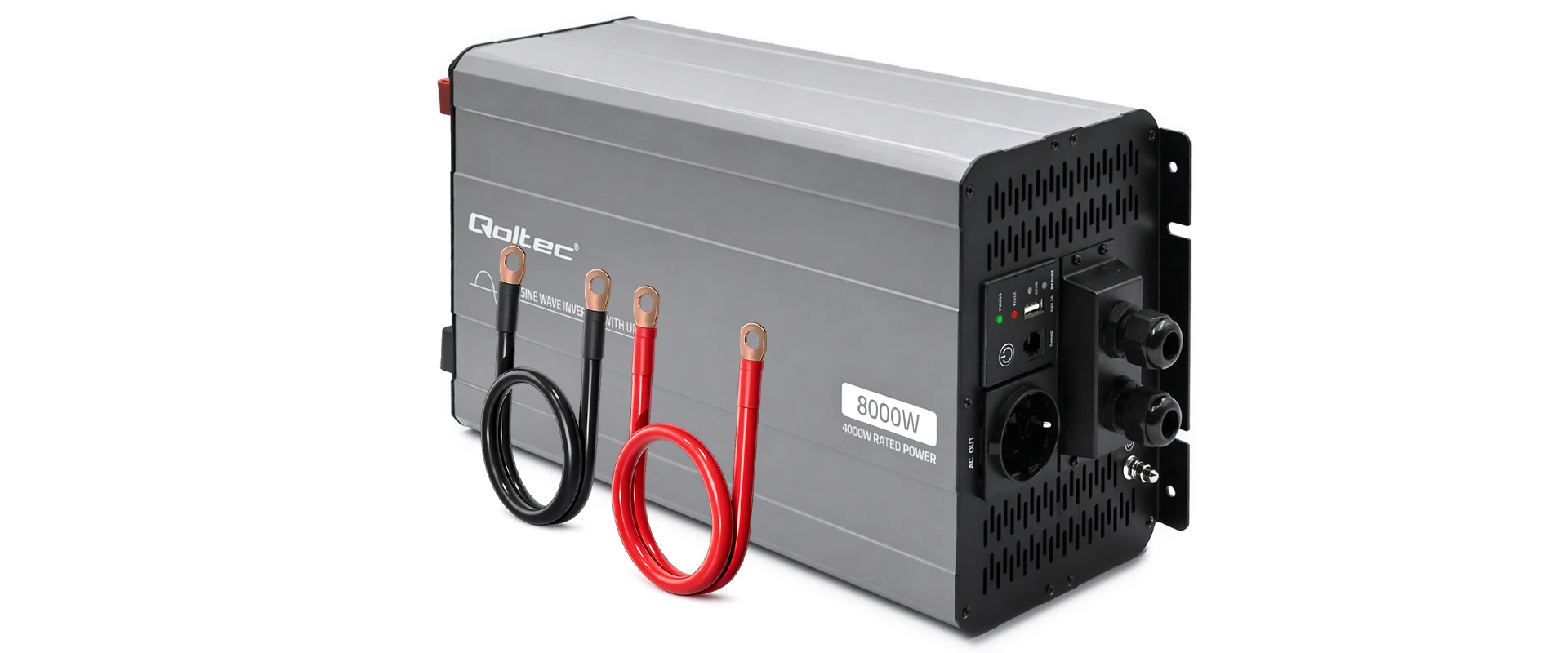 Qoltec Pure Sine Wave | 12V na 230V | 4000/8000W aprašymas - Prekės nuotrauka