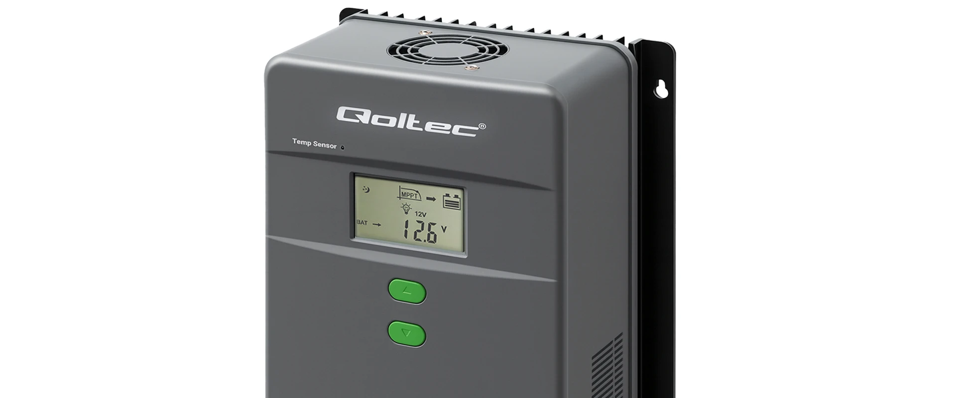 „Qoltec MPPT“ saulės įkrovimo valdiklis su temperatūros jutikliu 80A | 12V / 24V / 36V / 48V | LCD | „Bluetooth“ | programėlė | gelis | LiFePO4 aprašymas - Prekės nuotrauka