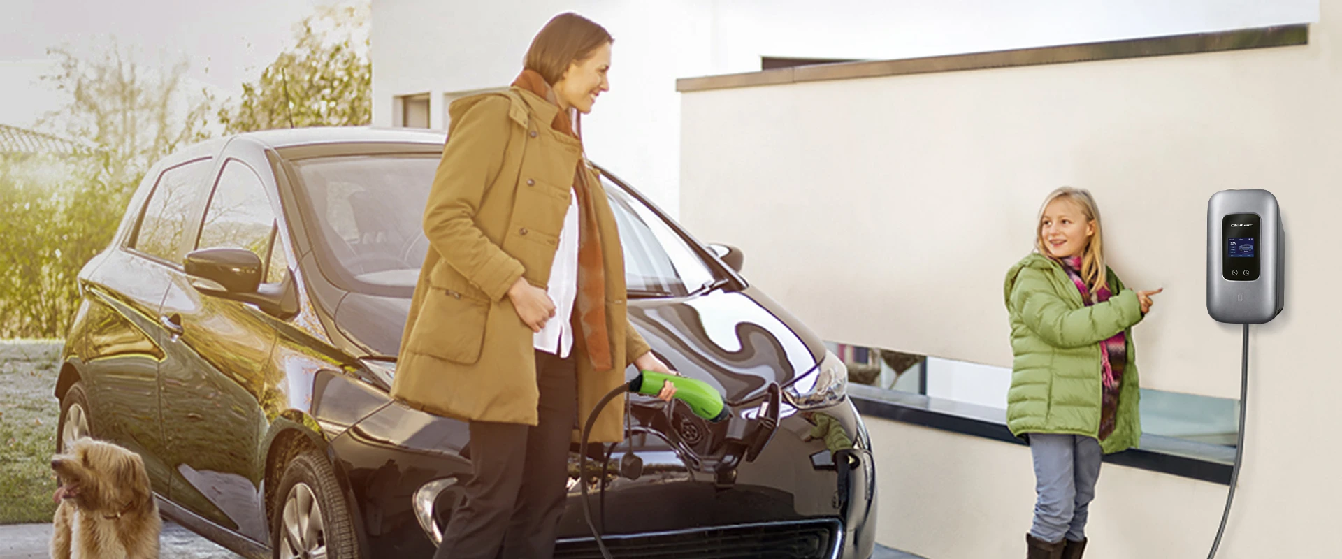 Qoltec Stacja ładowania EV Typ2 automobiliui elektrycznego i hybryd | 3 fazy | 22kW | 32A | Wi-fi | LCD | RFID | Smart life | TUYA | Wallbox | 5m aprašymas - Prekės nuotrauka