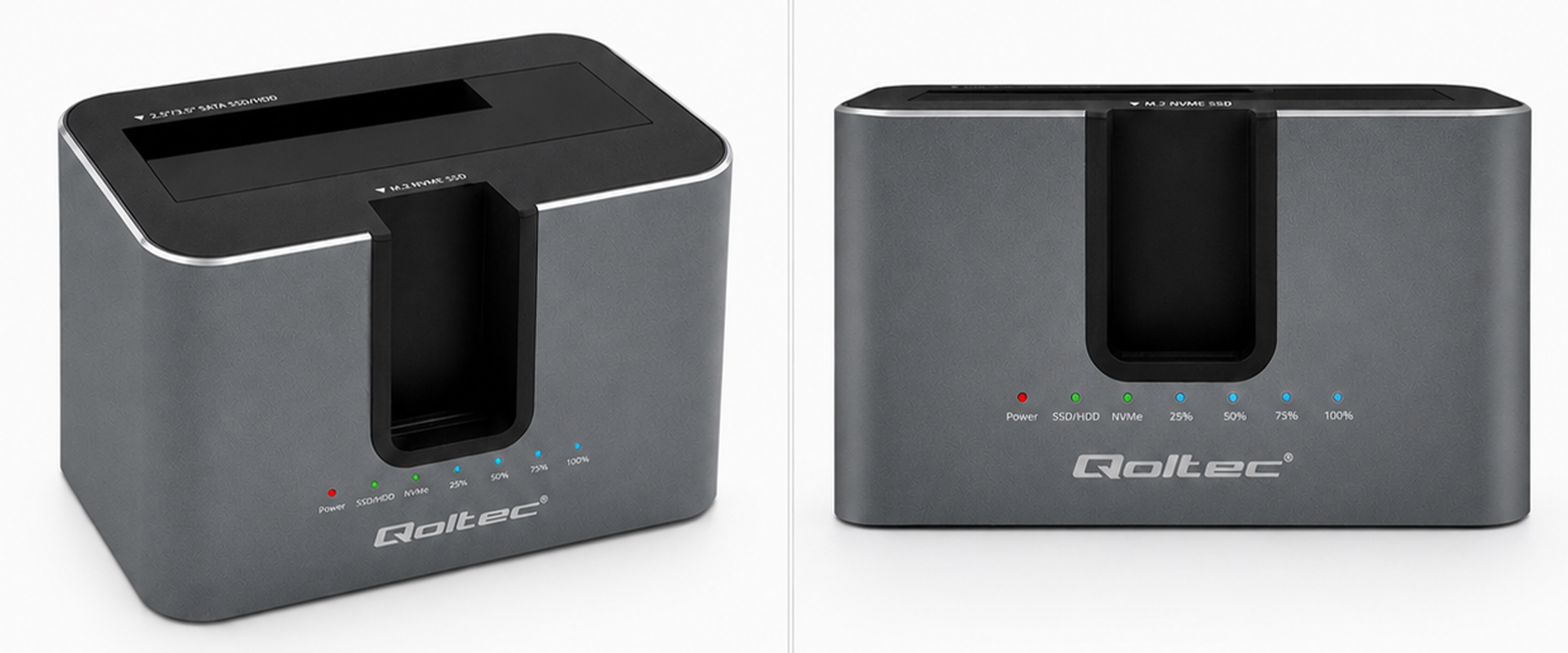 Qoltec Doko stotelė 2w1 HDD SSD | SATA | M.2 NVMe | Klonowanie | USB-C 3.2 Gen 2 | 10Gb/s | 28TB | Aliuminio aprašymas - Prekės nuotrauka Qoltec Doko stotelė 2w1 HDD SSD | SATA | M.2 NVMe | Klonowanie | USB-C 3.2 Gen 2 | 10Gb/s | 28TB | Aliuminio aprašymas - Prekės nuotrauka