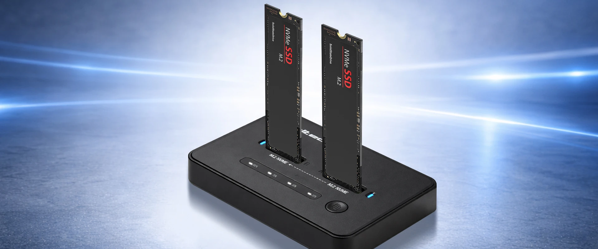 Qoltec Doko stotelė dysków SSD M.2 NVMe| PCIe | USB-C | 20Gb/s | DUAL 2 x 8TB | klonowanie offline aprašymas - Prekės nuotrauka