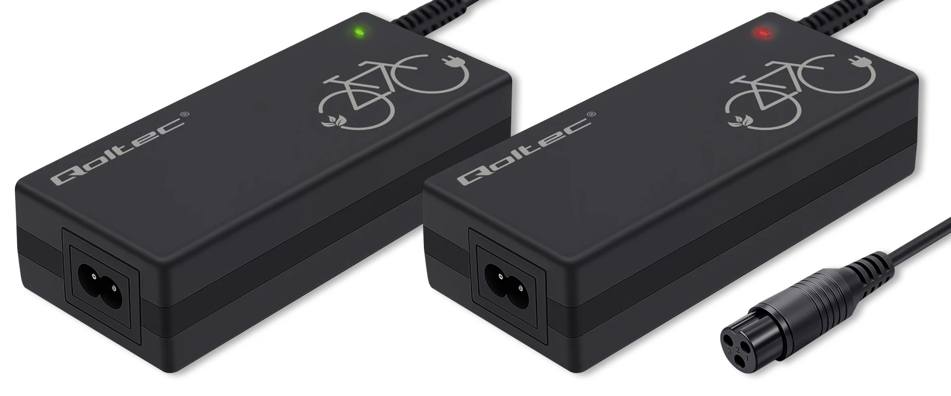 Qoltec Įkroviklis do roweru elektrycznego 36v | 42v | 2a | 3p-gx16 + kabelis zasilający aprašymas - Prekės nuotrauka Qoltec Įkroviklis do roweru elektrycznego 36v | 42v | 2a | 3p-gx16 + kabelis zasilający aprašymas - Prekės nuotrauka