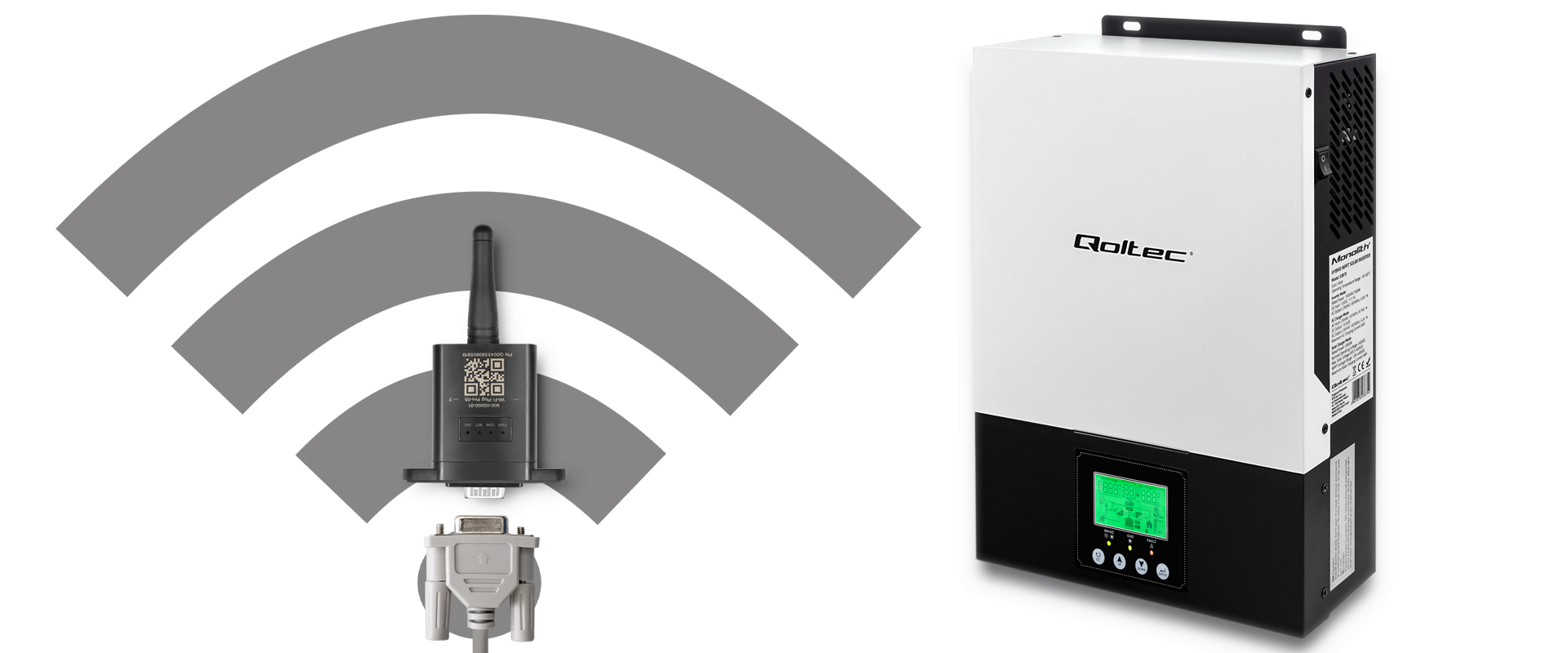 Qoltec Wi-Fi modulis saulės inverteriui | RS232 (53963) aprašymas - Prekės nuotrauka