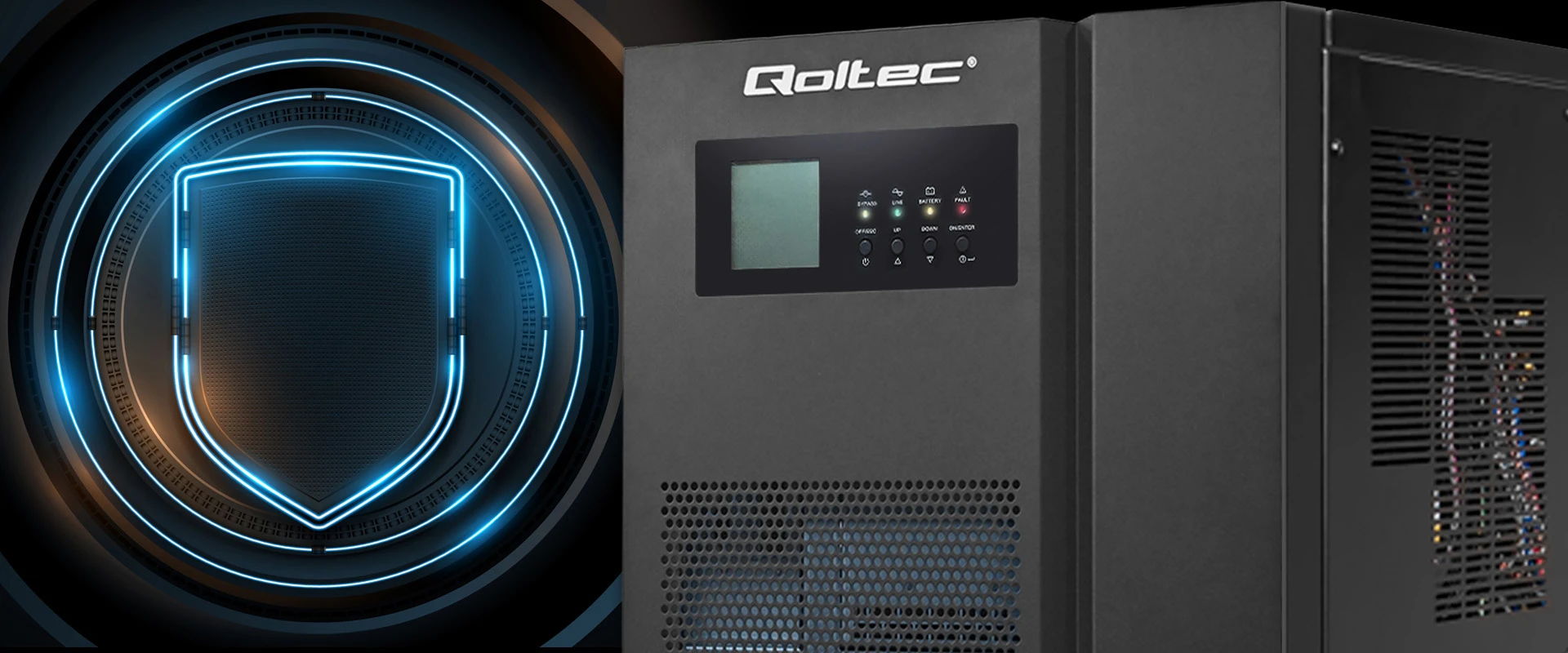 Qoltec Maitinimo šaltinis awaryjny UPS 3 - fazowy | 20kVA | 16KW | LCD | EPO | SNMP | USB | On-line | Low frequency aprašymas - Prekės nuotrauka