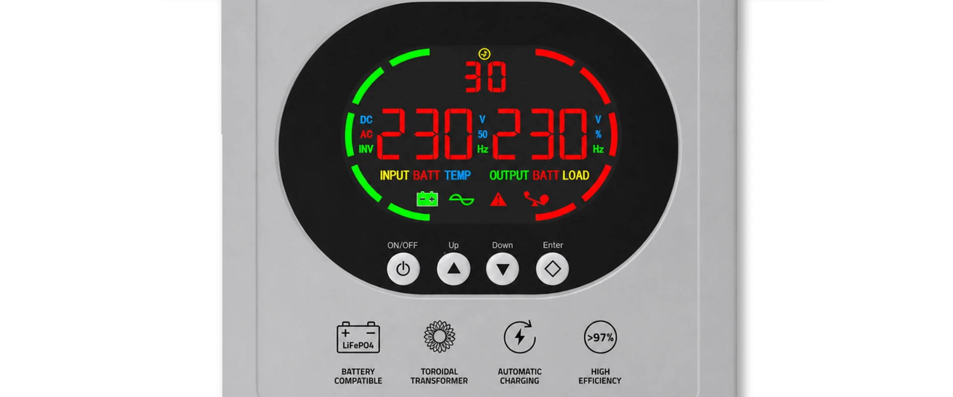 Qoltec Maitinimo šaltinis awaryjny UPS Pure Sine Wave | 1000VA/720W | Przetwornica 12/230V su AVR | LCD | LiFePO4 AGM GEL aprašymas - Prekės nuotrauka