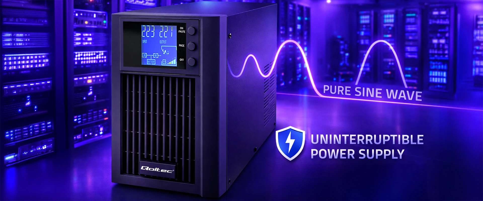 „Qoltec“ grynos sinusinės bangos | 2 kVA | 1600 W | AVR | LCD | Grynas sinusas aprašymas - Prekės nuotrauka „Qoltec“ grynos sinusinės bangos | 2 kVA | 1600 W | AVR | LCD | Grynas sinusas aprašymas - Prekės nuotrauka