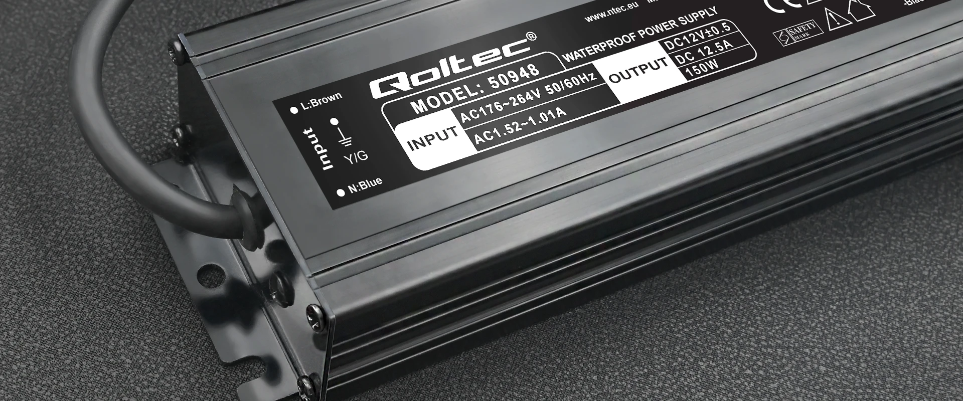 Qoltec Maitinimo šaltinis impulsowy LED IP67 | 150W | 12V | 12.5A | Wodoodporny aprašymas - Prekės nuotrauka