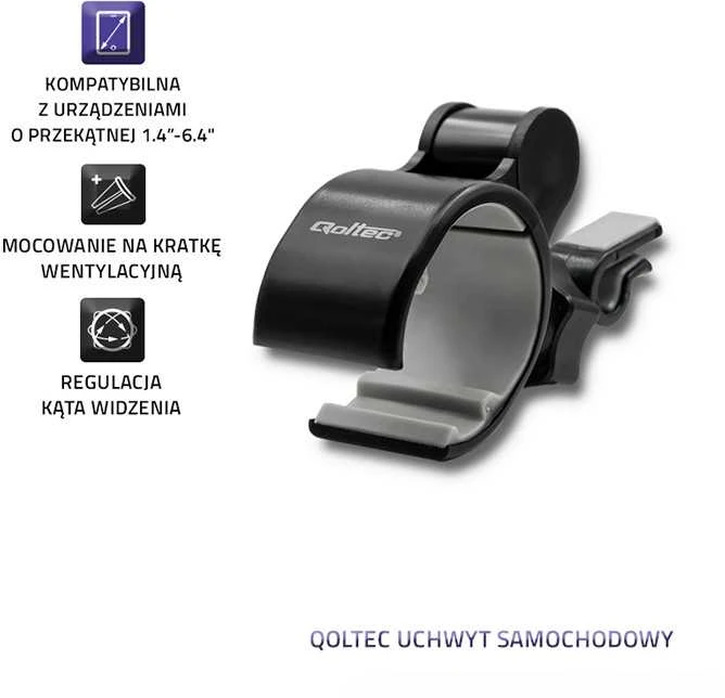 QOLTEC 51210 Universalus Reguliuojamas automobilinis laikiklis išmaniajam telefonui 1.4-6.4