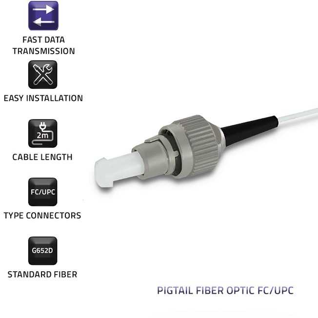 Qoltec FC/UPC optinio pluošto pigtailas 2m