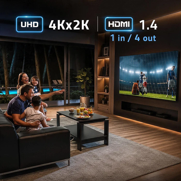 Qoltec 51798 aktyvus HDMI skirstytuvas 4 x HDMI 4K x 2K | 3,4 Gb/s