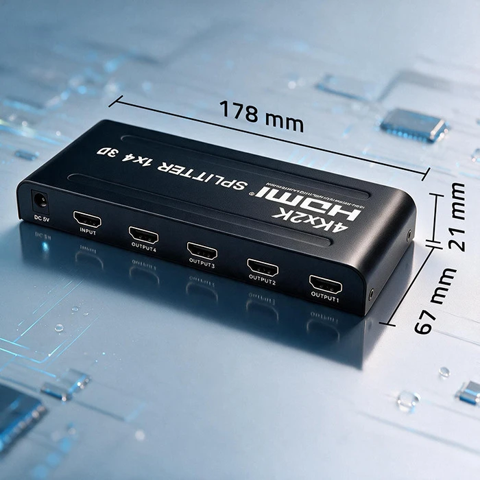 Qoltec 51798 aktyvus HDMI skirstytuvas 4 x HDMI 4K x 2K | 3,4 Gb/s