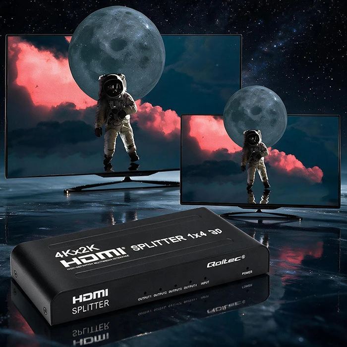 Qoltec 51798 aktyvus HDMI skirstytuvas 4 x HDMI 4K x 2K | 3,4 Gb/s