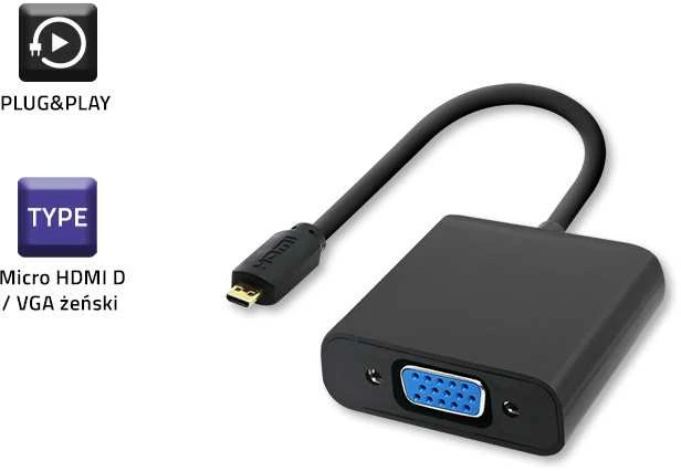 QOLTEC 50402 Micro HDMI D male VGA female 0.2m