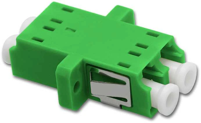 Žalias LC/APC dvipusis šviesolaidinis adapteris