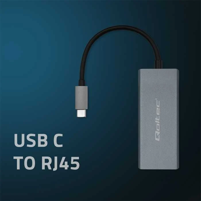 Tinklo adapteris Qoltec USB-C į RJ45 1000 Mbps
