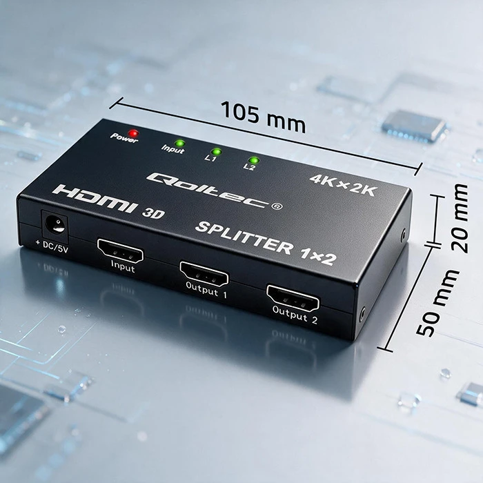 „Qoltec“ aktyvus skirstytuvas 2 x HDMI 4K x 2K | 3.4 Gb/s | Didelis stabilumas