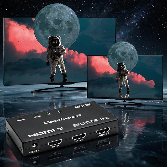 „Qoltec“ aktyvus skirstytuvas 2 x HDMI 4K x 2K | 3.4 Gb/s | Didelis stabilumas