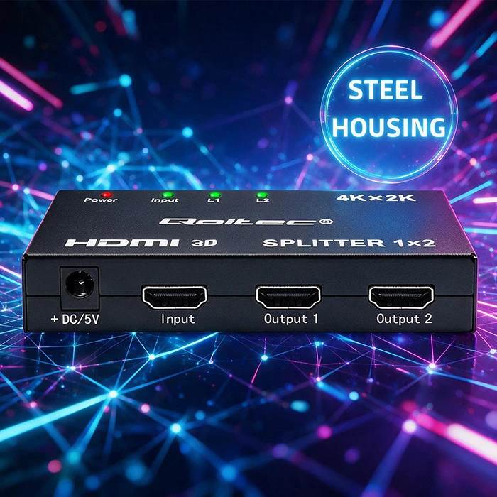 „Qoltec“ aktyvus skirstytuvas 2 x HDMI 4K x 2K | 3.4 Gb/s | Didelis stabilumas
