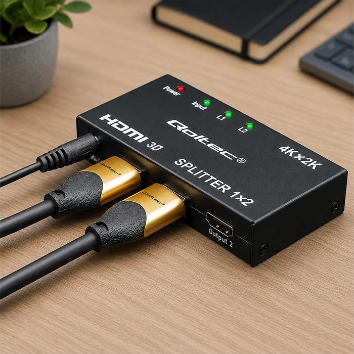 „Qoltec“ aktyvus skirstytuvas 2 x HDMI 4K x 2K | 3.4 Gb/s | Didelis stabilumas