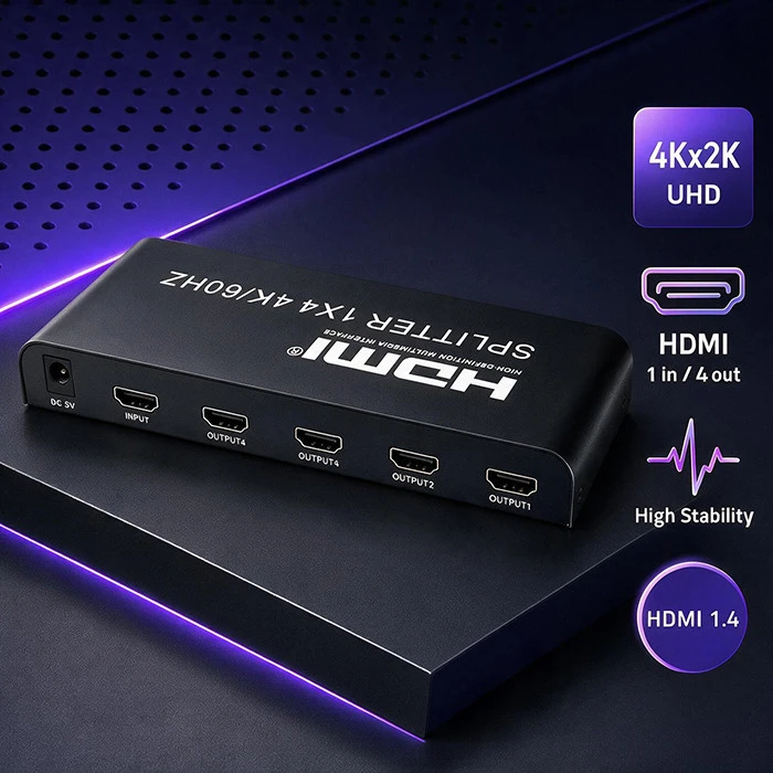 HDMI Skirstytuvas - Qoltec 51799 4K 60Hz 4 x HDMI Juodas