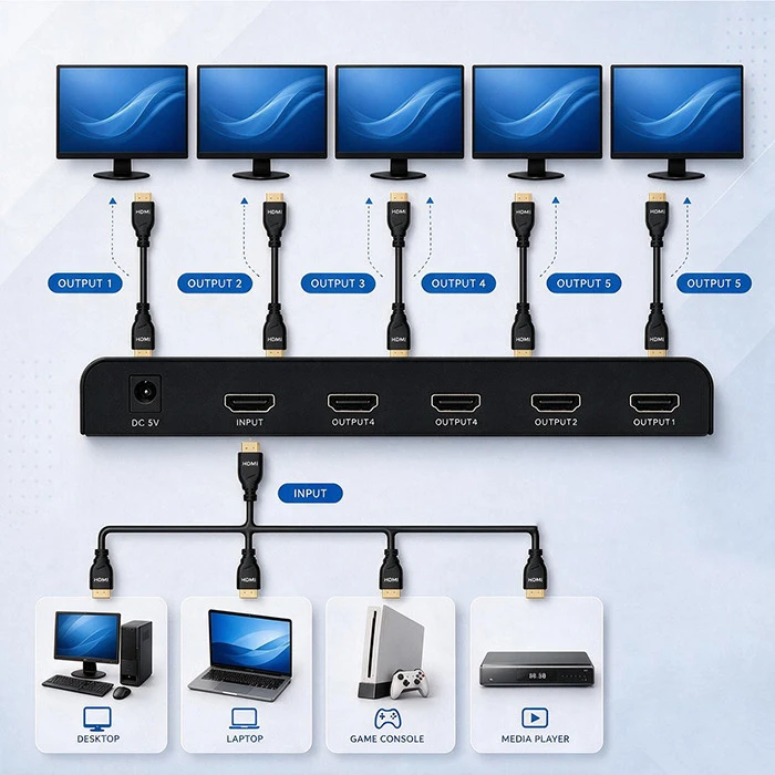HDMI Skirstytuvas - Qoltec 51799 4K 60Hz 4 x HDMI Juodas