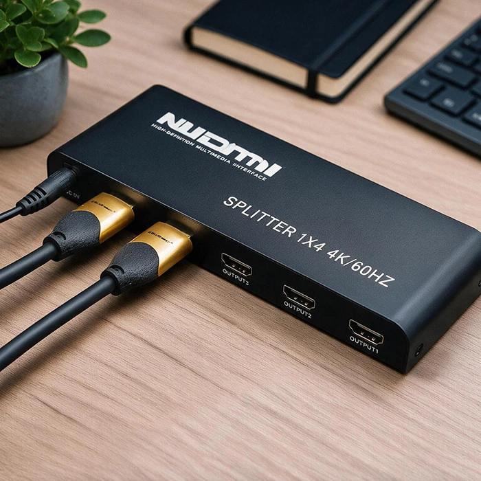 HDMI Skirstytuvas - Qoltec 51799 4K 60Hz 4 x HDMI Juodas