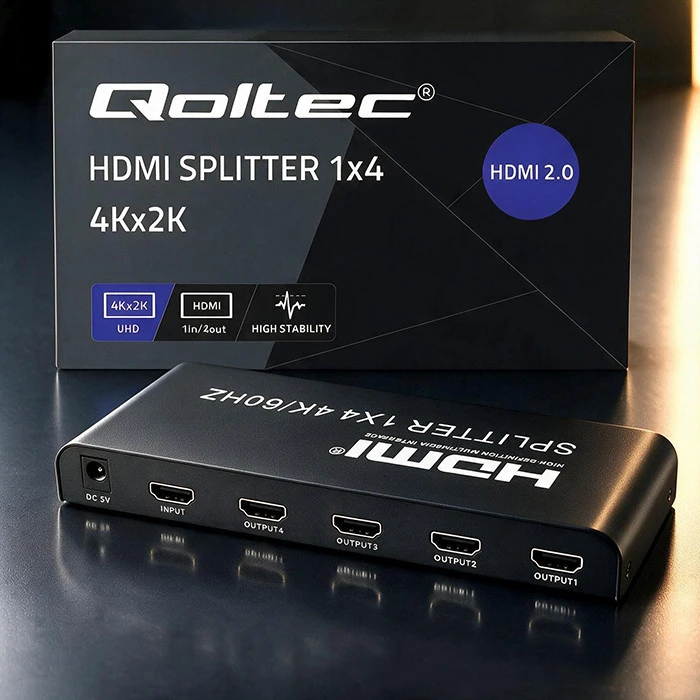 HDMI Skirstytuvas - Qoltec 51799 4K 60Hz 4 x HDMI Juodas