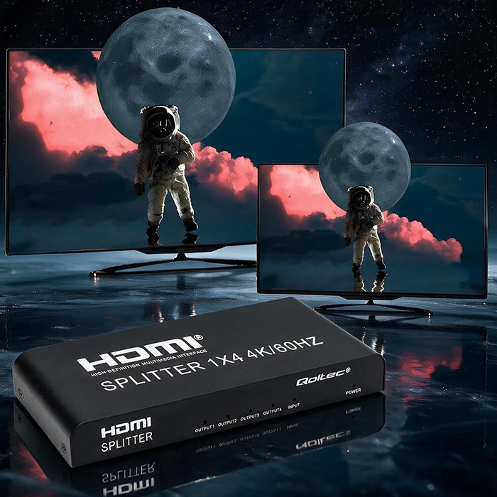 HDMI Skirstytuvas - Qoltec 51799 4K 60Hz 4 x HDMI Juodas