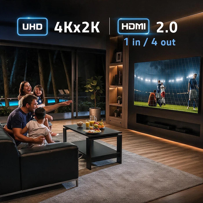 HDMI Skirstytuvas - Qoltec 51799 4K 60Hz 4 x HDMI Juodas