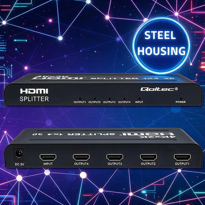 HDMI Skirstytuvas - Qoltec 51799 4K 60Hz 4 x HDMI Juodas