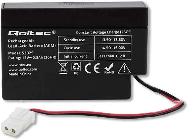 QOLTEC AGM baterija 12V 0,8Ah maks. 12A