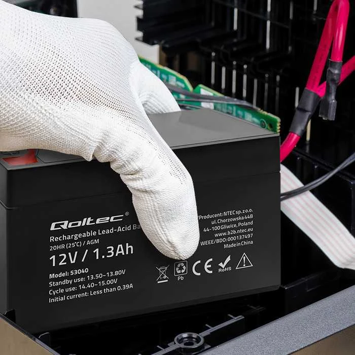 QOLTEC 53040 Baterija AGM 12V 1.3Ah max.0.39A