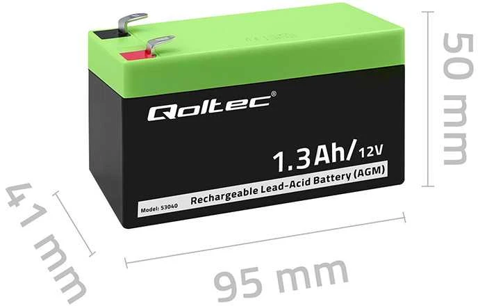 QOLTEC 53040 Baterija AGM 12V 1.3Ah max.0.39A