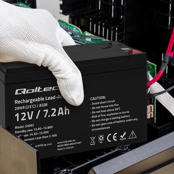 QOLTEC 53062 AGM baterija 12V 7.2Ah max 108A