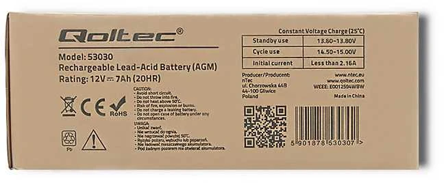 QOLTEC 53030 Gel baterija 12V 7Ah max.72A AGM