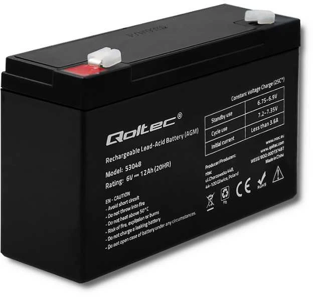 QOLTEC AGM baterija 6V 12Ah