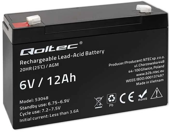 QOLTEC AGM baterija 6V 12Ah