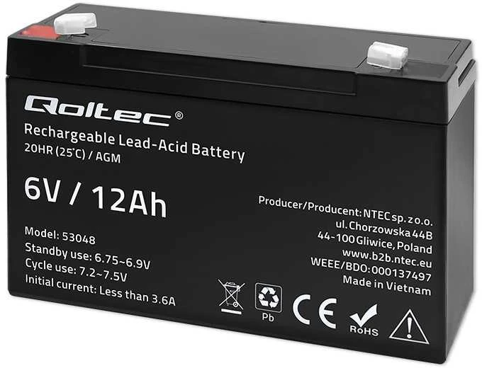 QOLTEC AGM baterija 6V 12Ah