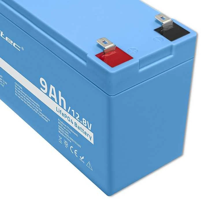 QOLTEC 53700 LiFePO4 ličio geležies fosfato baterija / 12,8V / 9Ah / 115,2Wh / BMS