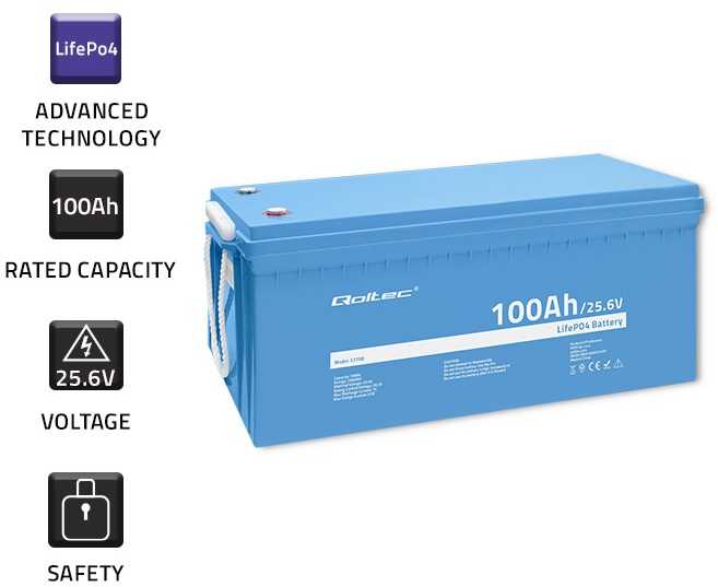 Qoltec Qoltec Akumuliatorius LiFePO4 Litowo-Żelazowo-Fosforanowy | 25.6V | 100Ah | 2560Wh | BMS
