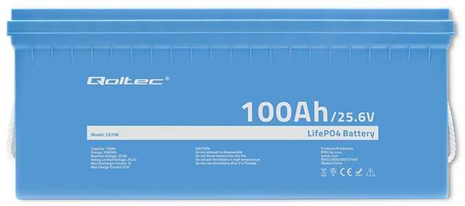 Qoltec Qoltec Akumuliatorius LiFePO4 Litowo-Żelazowo-Fosforanowy | 25.6V | 100Ah | 2560Wh | BMS