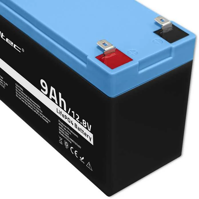 QOLTEC 53700 LiFePO4 ličio geležies fosfato baterija / 12,8V / 9Ah / 115,2Wh / BMS